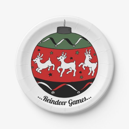 Red  Green Baby Reindeer Paper Plates