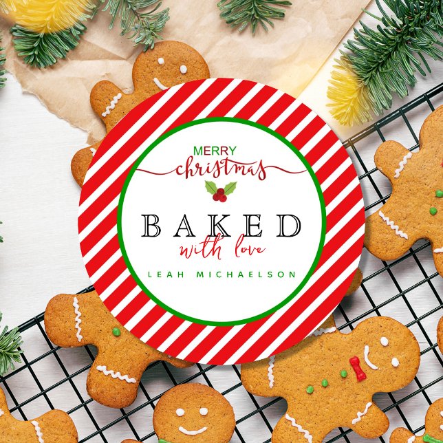 Red Green Baked With Love Christmas  Classic Round Sticker (Creator Uploaded)