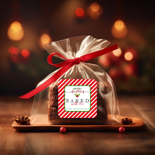 Red Green Baked With Love Christmas Square Sticker (Creator Uploaded)