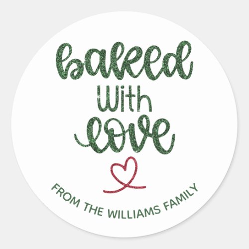 Red Green Baked With Love Homemade Label Sticker