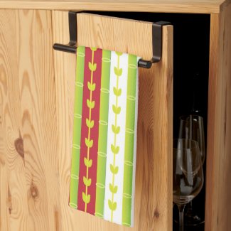 Red Green Bamboo Leaves Pattern 