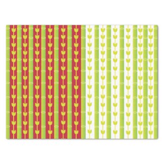 Red Green Bamboo Leaves Pattern 