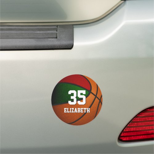 red green basketball team colors locker or car magnet