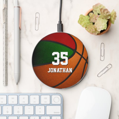 red green basketball team sports tech accessories wireless charger 