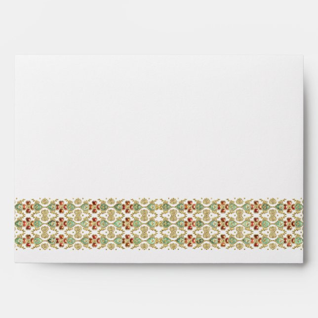 Red & Green Bead Christmas Card Envelope (Front)