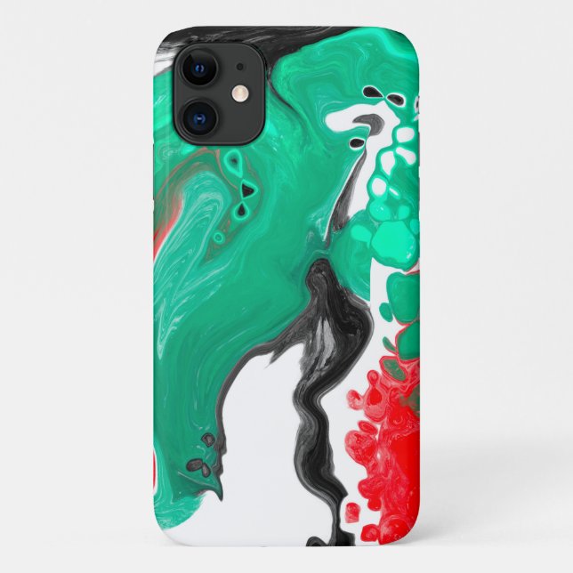 Red, Green, Black and White Marble Fluid Art   Case-Mate iPhone Case (Back)