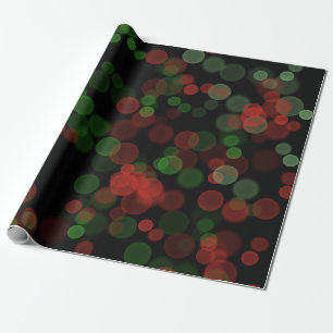 Red Green Black Bubbles Bokeh Effect Wrapping Paper