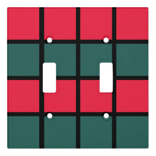 Red Green Black Checkered Stripes Light Switch Cover