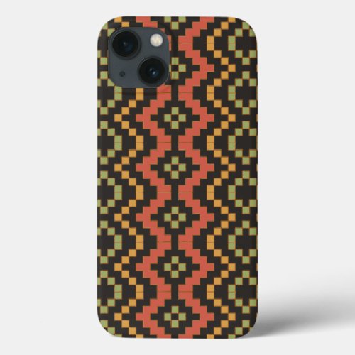 Red Green Black Egyptian Tribal Basket Weave iPhone 13 Case