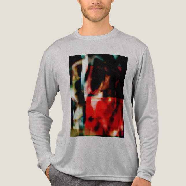 Red Green Black Floral Abstract Design Tri-Blend Shirt (Front)