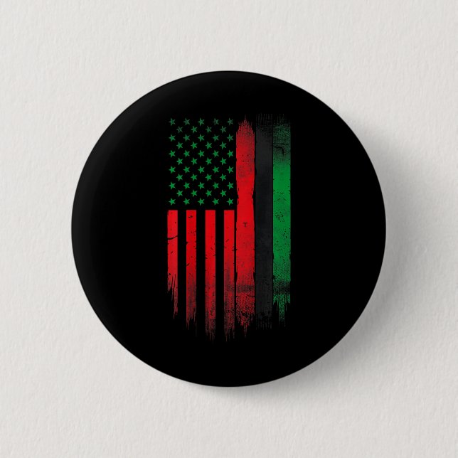 Red Green Black History American African Flag  Button (Front)