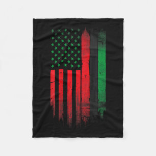 Red Green Black History American African Flag Fleece Blanket