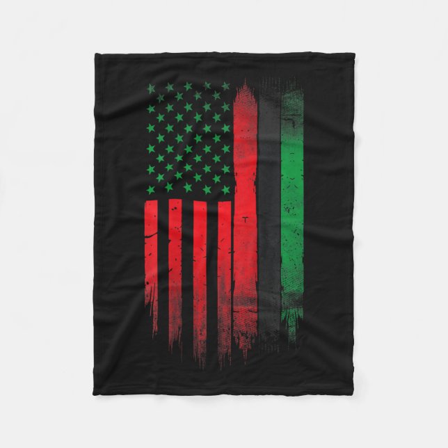 Red Green Black History American African Flag  Fleece Blanket (Front)