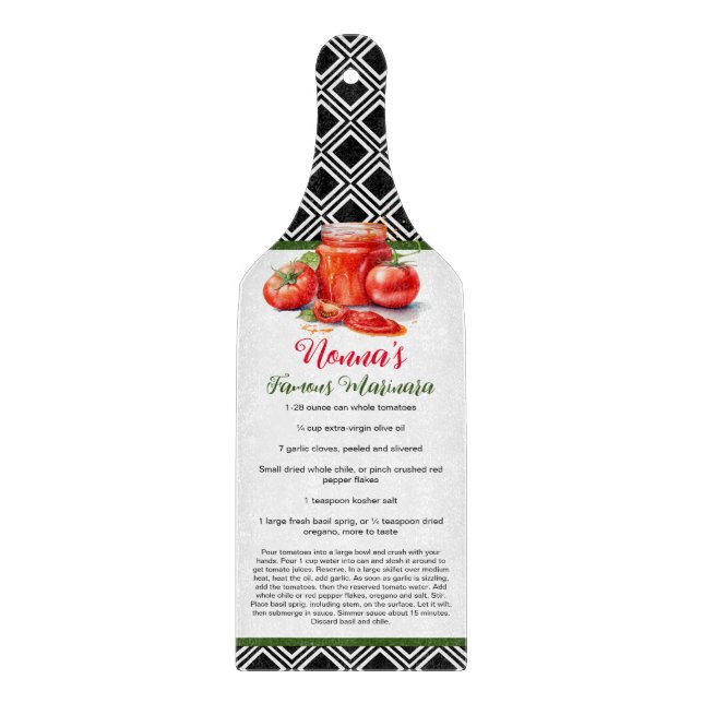 Red Green Black Italian Nonna Custom Recipe  Cutting Board (Front)