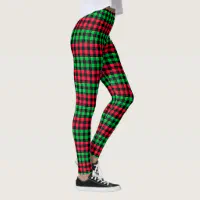 Tartan Christmas Leggings, Red Plaid Green Plaid Leggings