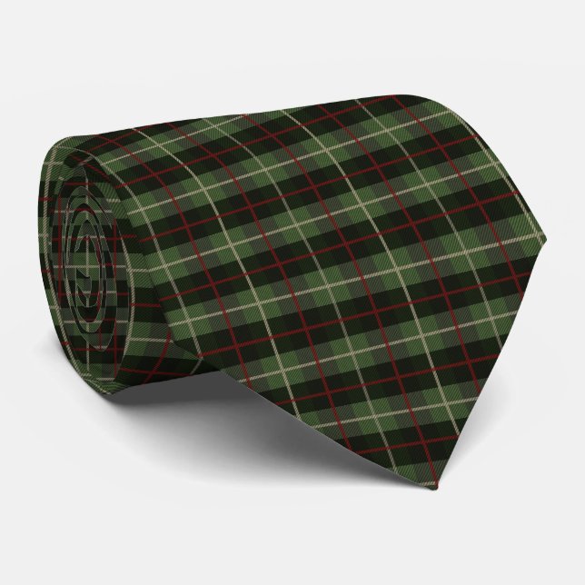 Red Green Black Plaid Tartan Men's Neck Tie (Rolled)