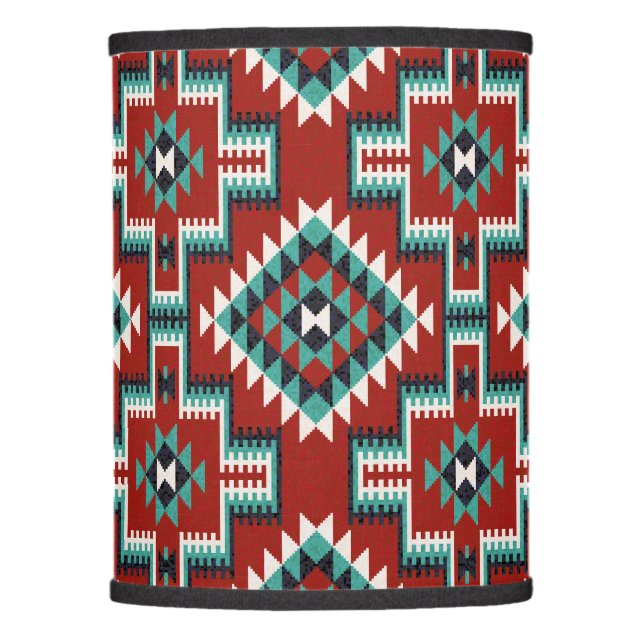 Red Green Black White Oriental Kilim Pattern Lamp Shade (Front)