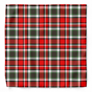  Red, Green, Black, White Tartan Plaid Pattern Bandana