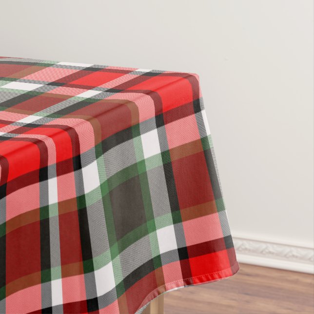  Red, Green, Black, White Tartan Plaid Pattern Tablecloth (In Situ)