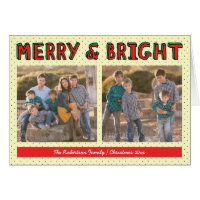 Red Green Blocks Merry & Bright Holiday Photo Card