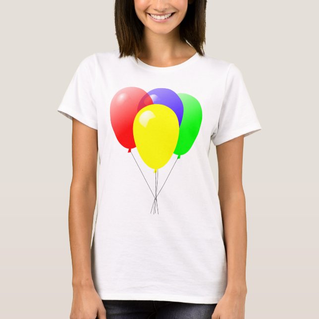 Red Green Blue and Yellow Balloons Design T-Shirt (Front)