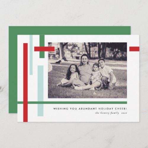 Red Green Blue Color Strips Modern Christmas Holiday Card