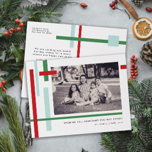 Red Green Blue Color Strips Modern Holiday Postcard