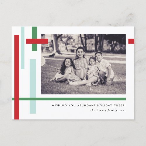 Red Green Blue Color Strips Modern Holiday Postcard