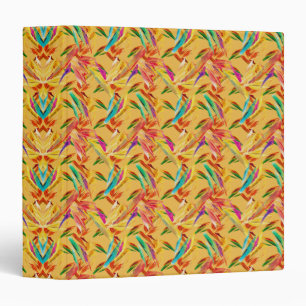 Red Green Blue Purple Abstract Floral Art Deco 3 Ring Binder