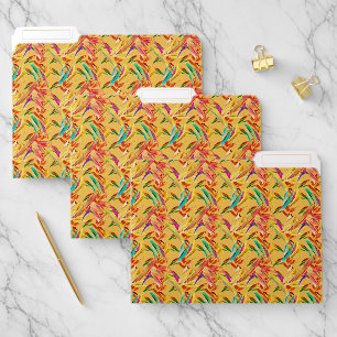 Red Green Blue Purple Abstract Floral Art Deco File Folder