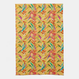 Red Green Blue Purple Abstract Floral Art Deco Kitchen Towel