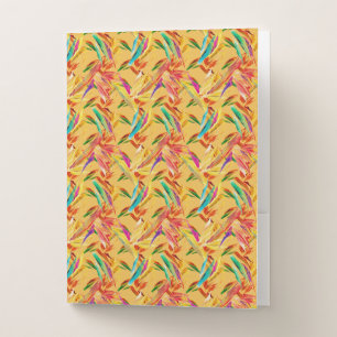 Red Green Blue Purple Abstract Floral Art Deco Pocket Folder