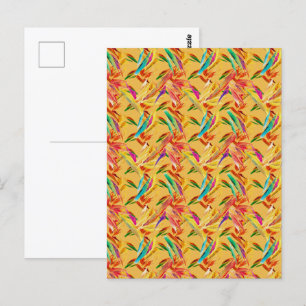 Red Green Blue Purple Abstract Floral Art Deco Postcard