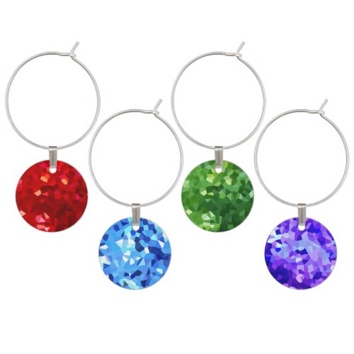 Red Green Blue Purple Stained Glass Mosaic Wine Glass Charm