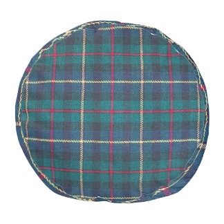 Red, green, blue Scottish tartan pattern. Pouf