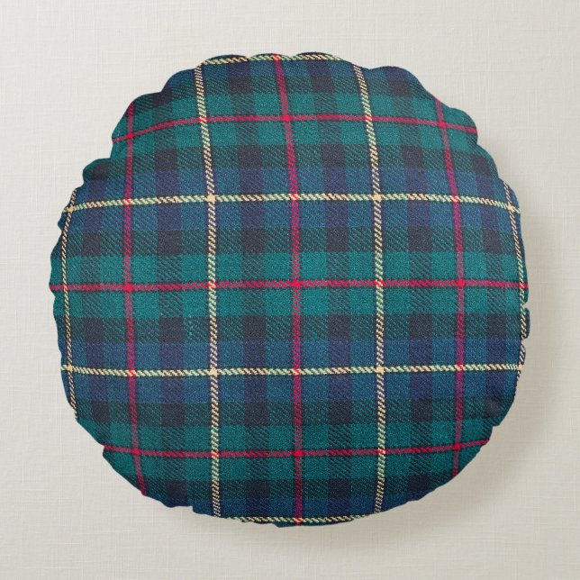 Red, green, blue Scottish tartan pattern. Round Pillow (Front)