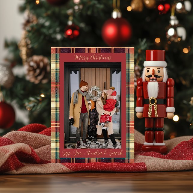 Red Green Blue Tartan Christmas Photo Card (Creator Uploaded)