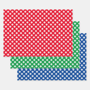 Red Green Blue Tennis ball pattern Birthday Wrapping Paper Sheets