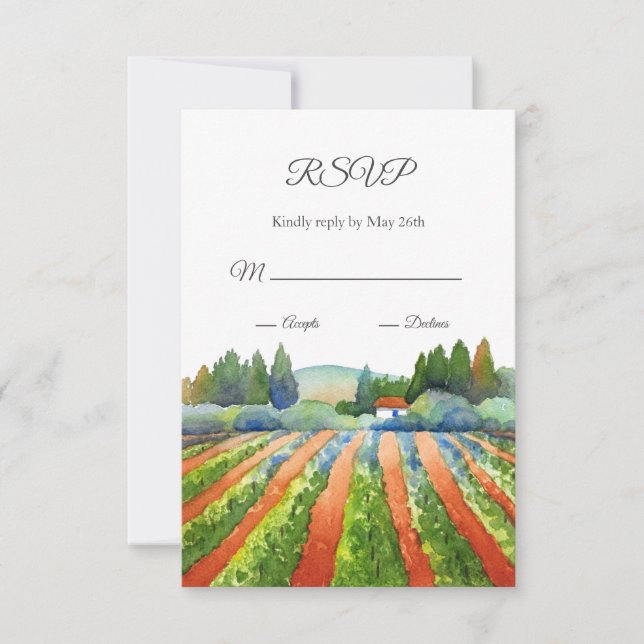 Red Green Blue Vineyard RSVP Card (Front)