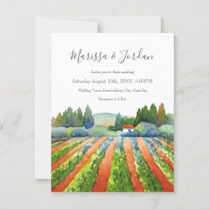 'Red Green Blue Vineyard' Watercolor Invitation