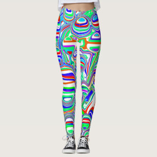 Red, Green, Blue, White Abstract Bubbles Leggings