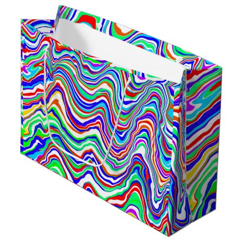 Red Green Blue White Abstract squiggly Birthday Large Gift Bag