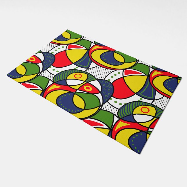 Red Green Blue Yellow Beach Ball Doormat (Angled)