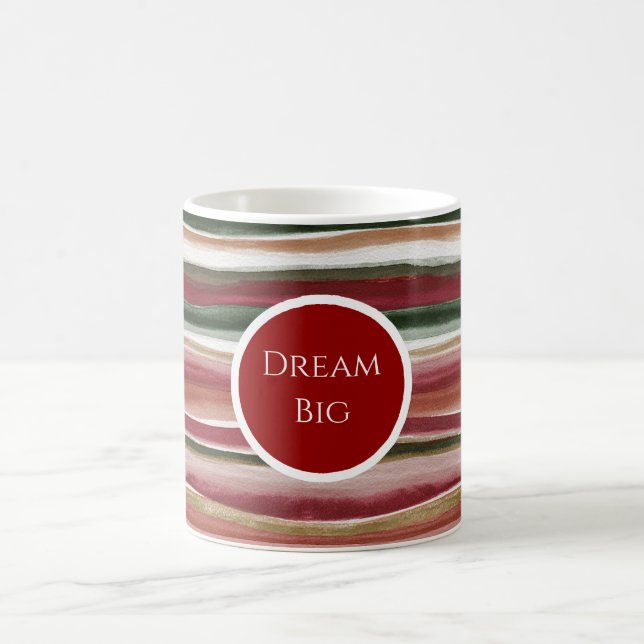 Red Green Blush White Gold Stripes Coffee Mug (Center)