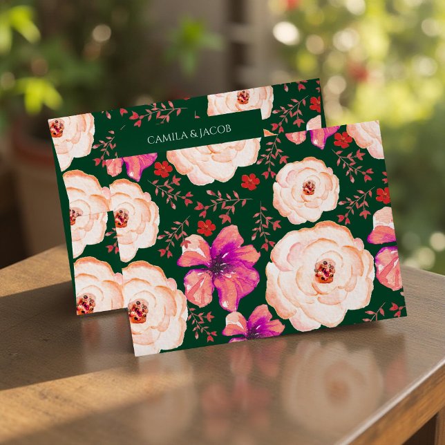 Red Green Botanical Floral Boho Holiday Elegant Envelope (Creator Uploaded)