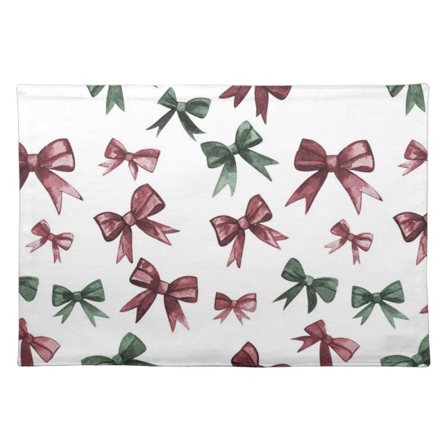 Red Green Bows Christmas Cloth Placemat (Front)