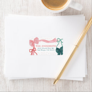 Red & Green Bows Christmas Holiday Return Address Label