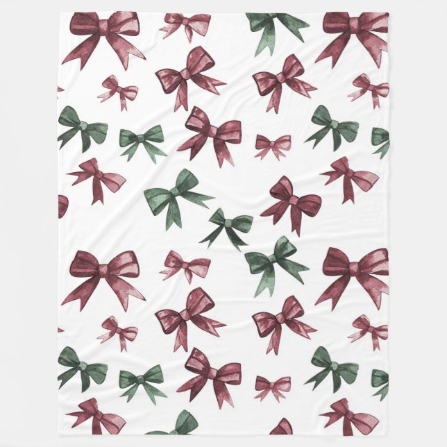 Red Green Bows   Fleece Blanket (Front)