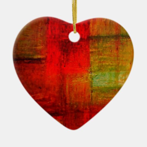 Red Green Browny Yellow Abstract Art Ceramic Ornament