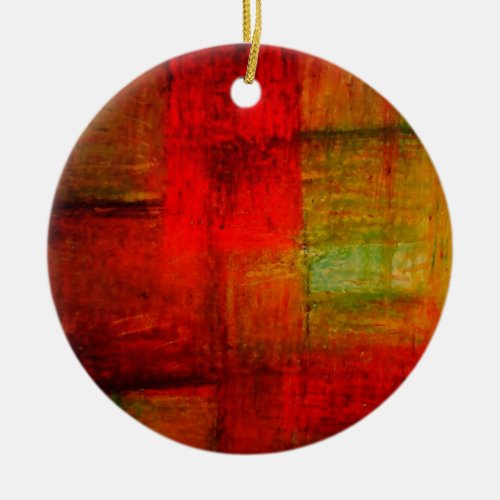 Red Green Browny Yellow Abstract Art Ceramic Ornament